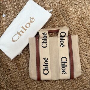 Chloe Tan and Brown Logo Tote